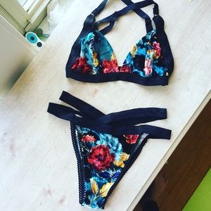 Handmade Panne Velour bra set